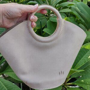 Portland Leather Goods Small Milan bucket handbag clutch Dragon Bone